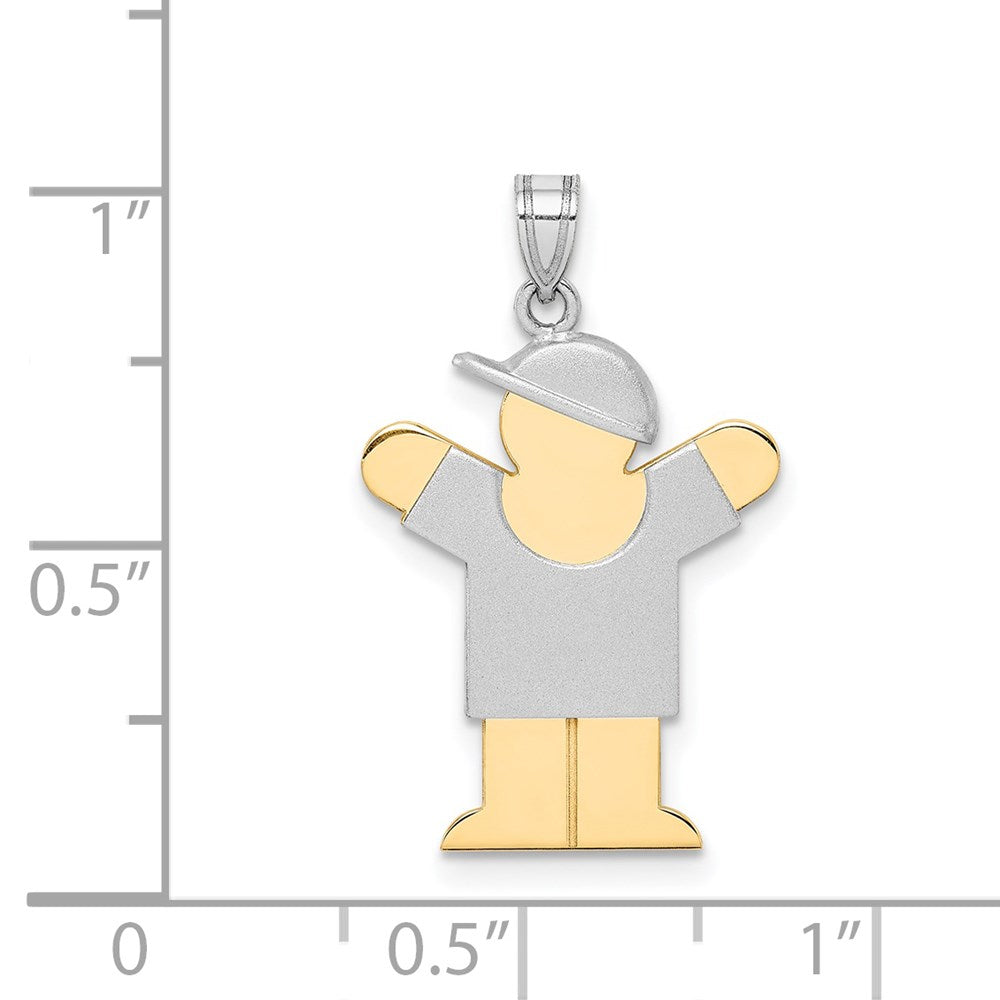 14k Two-tone The Kids Small Boy with Hat on Right Engravable Love Charm