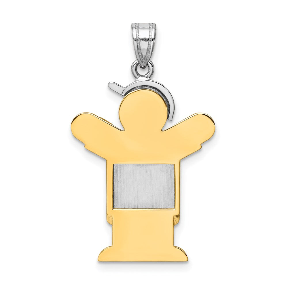 14k Two-tone The Kids Medium Boy with Hat on Left Engravable Love Charm