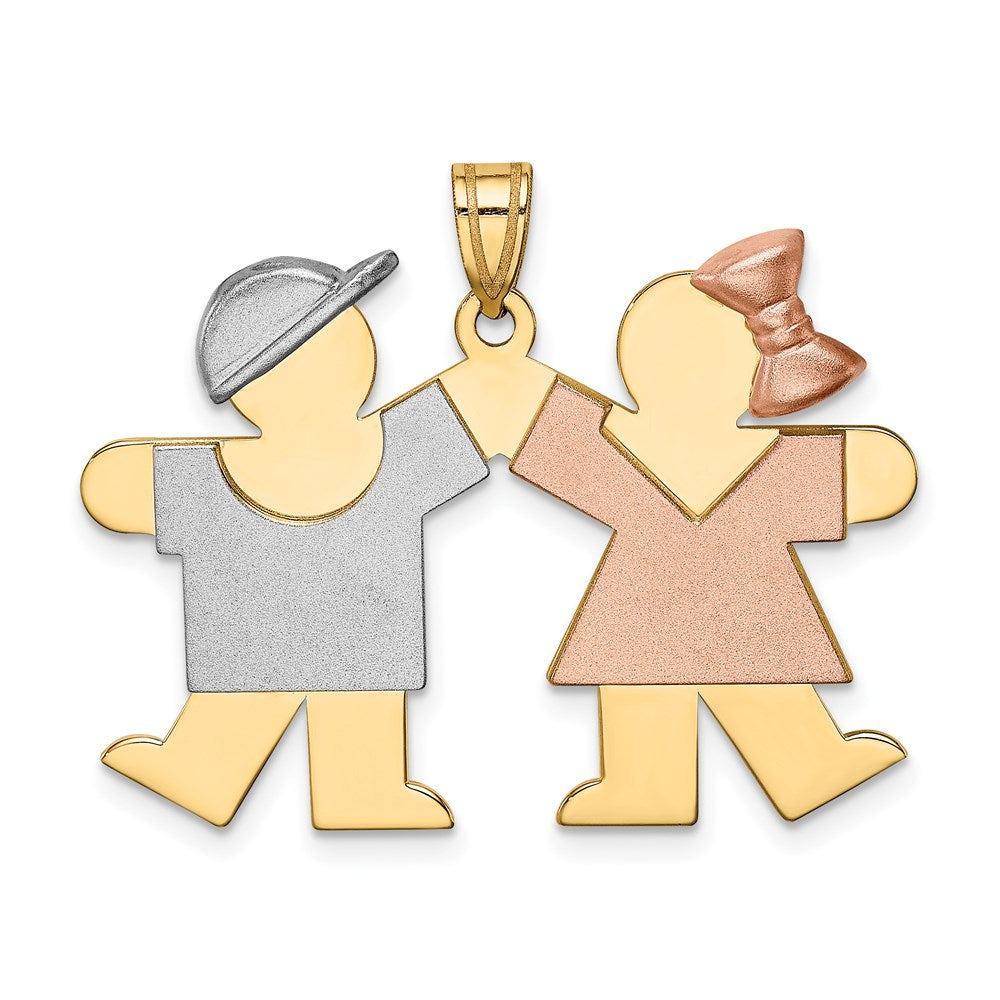 Solid;Casted;Polished;Satin;14K Tri-color;Engravable