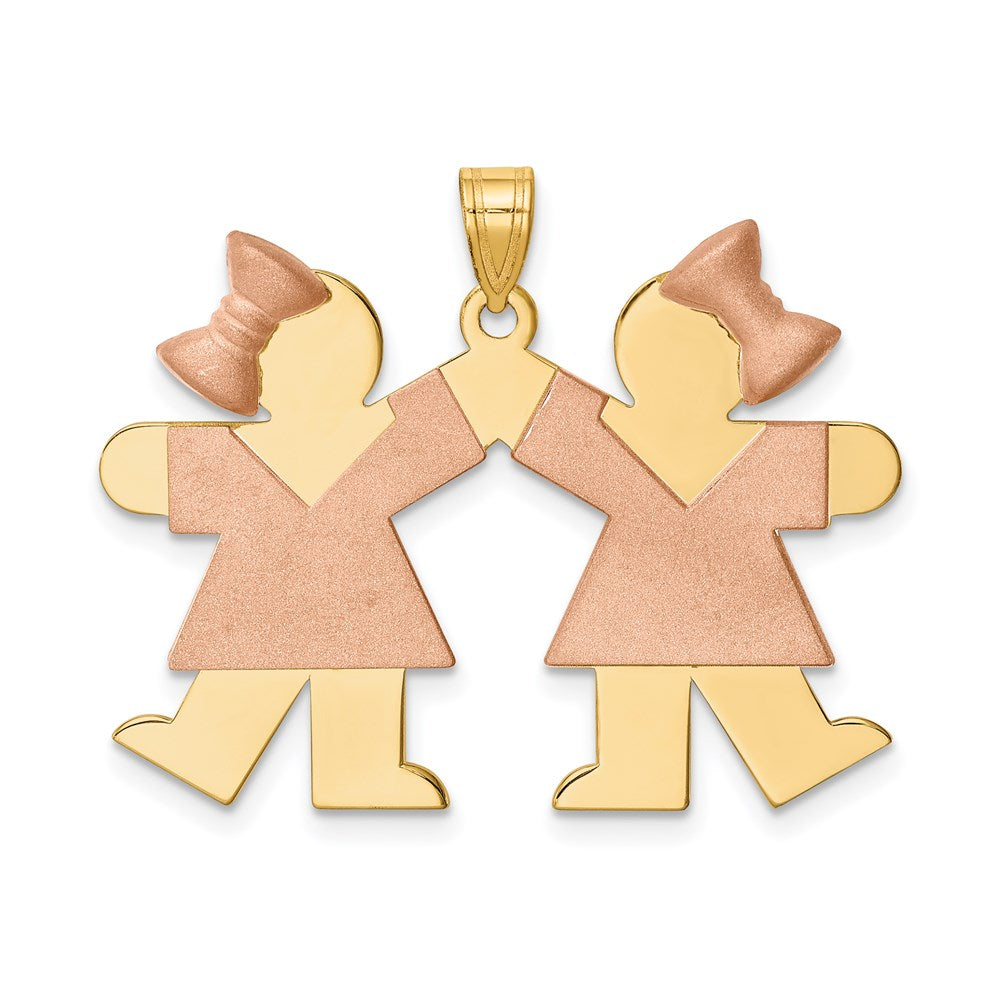 Solid;Casted;Polished;Satin;14K Two-tone;Engravable
