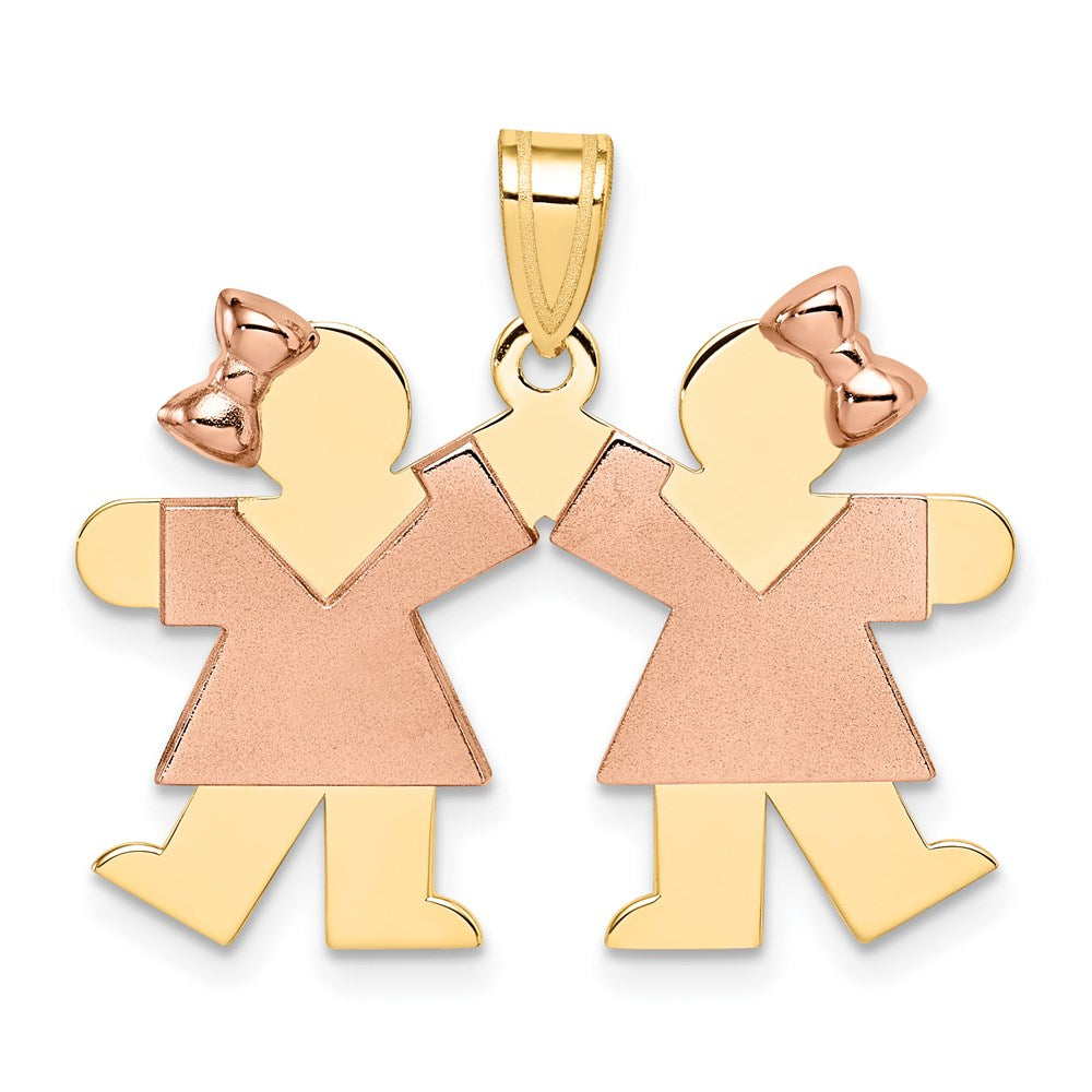 Solid;Casted;Polished;Satin;14K Two-tone;Engravable