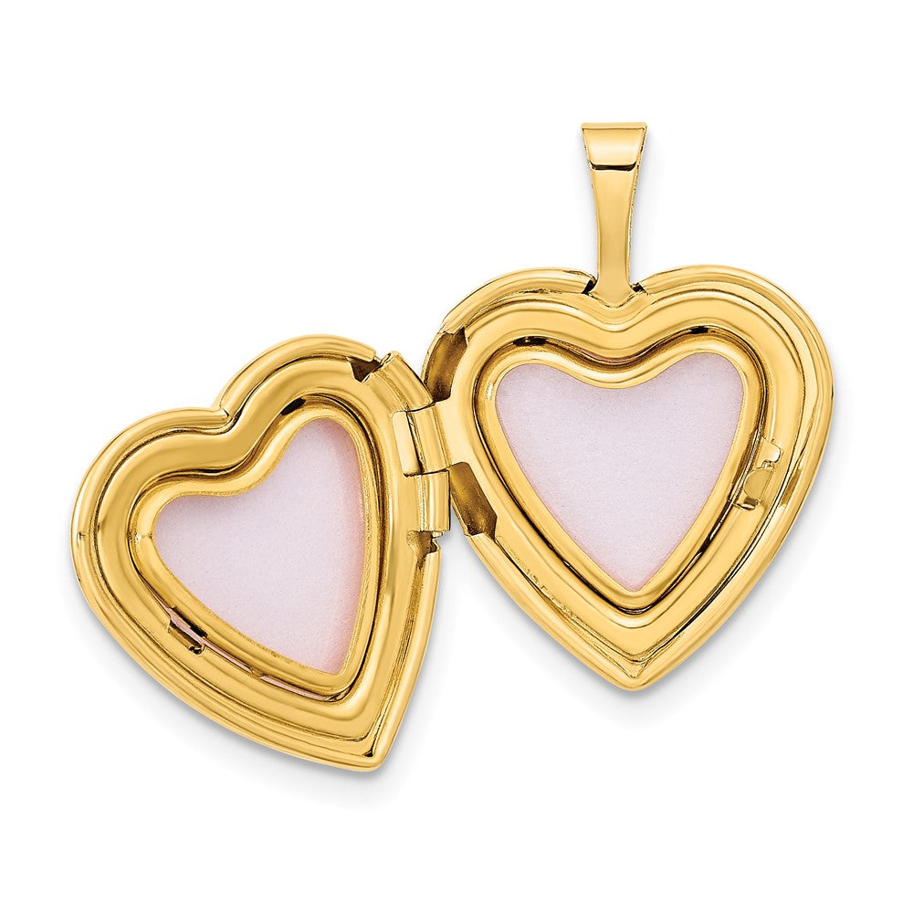 14k Polished .01 carat Diamond Star 16mm Heart Locket
