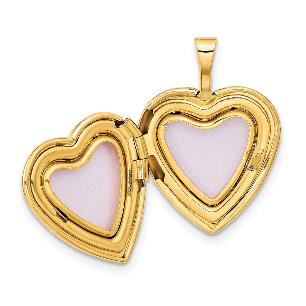 14k Pink and Green Enamel Floral Cross 16mm Heart Locket