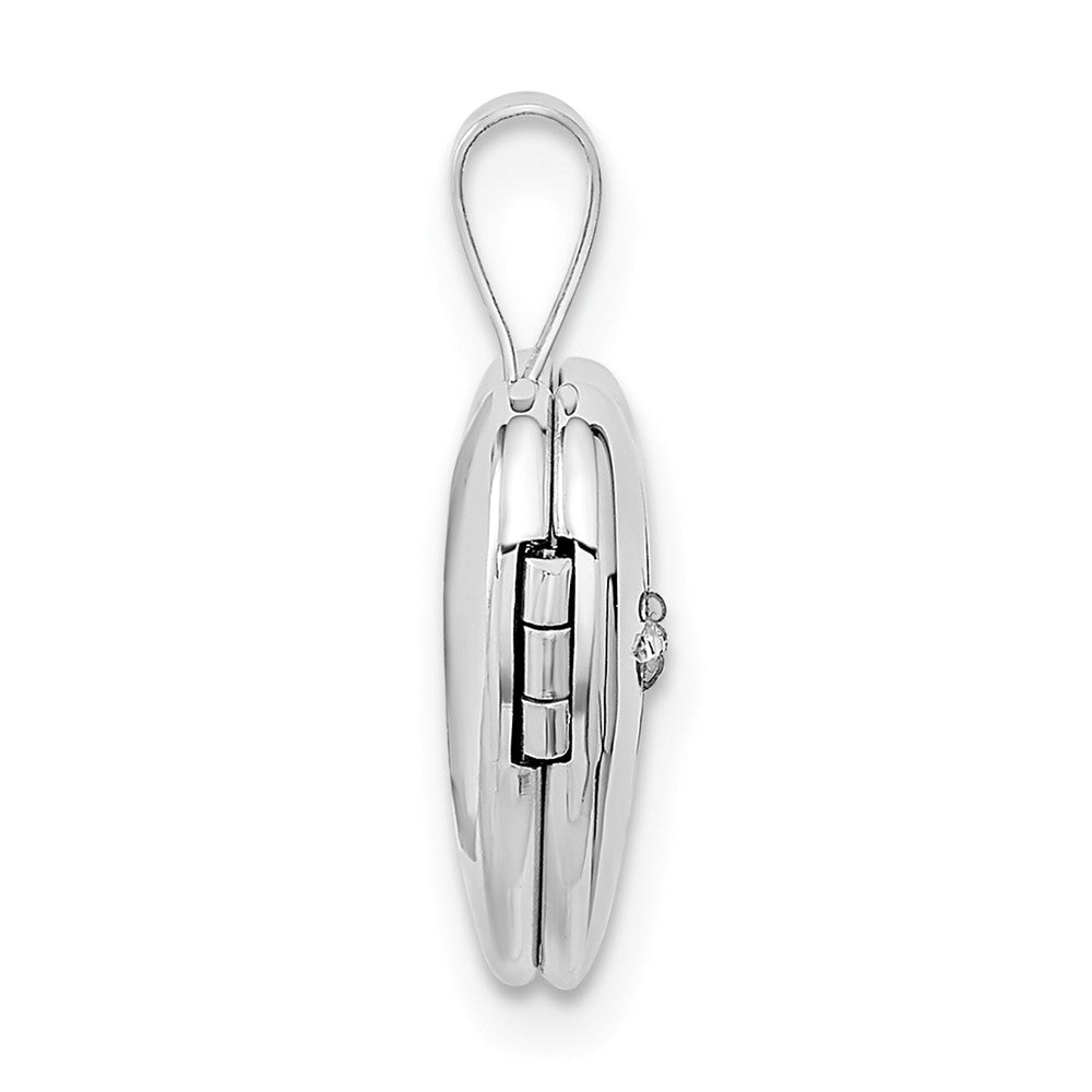 14k White Gold .01ct. Diamond Star 12mm Heart Locket