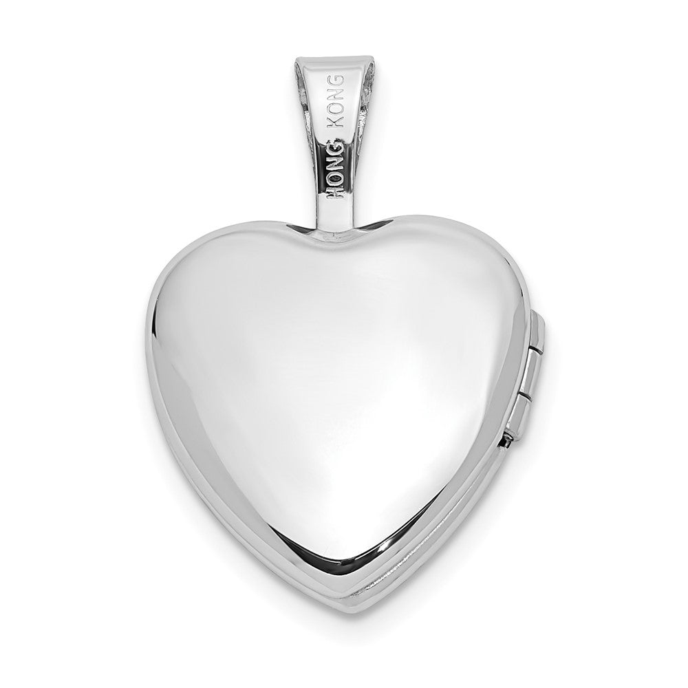 14k White Gold .01ct. Diamond Star 12mm Heart Locket