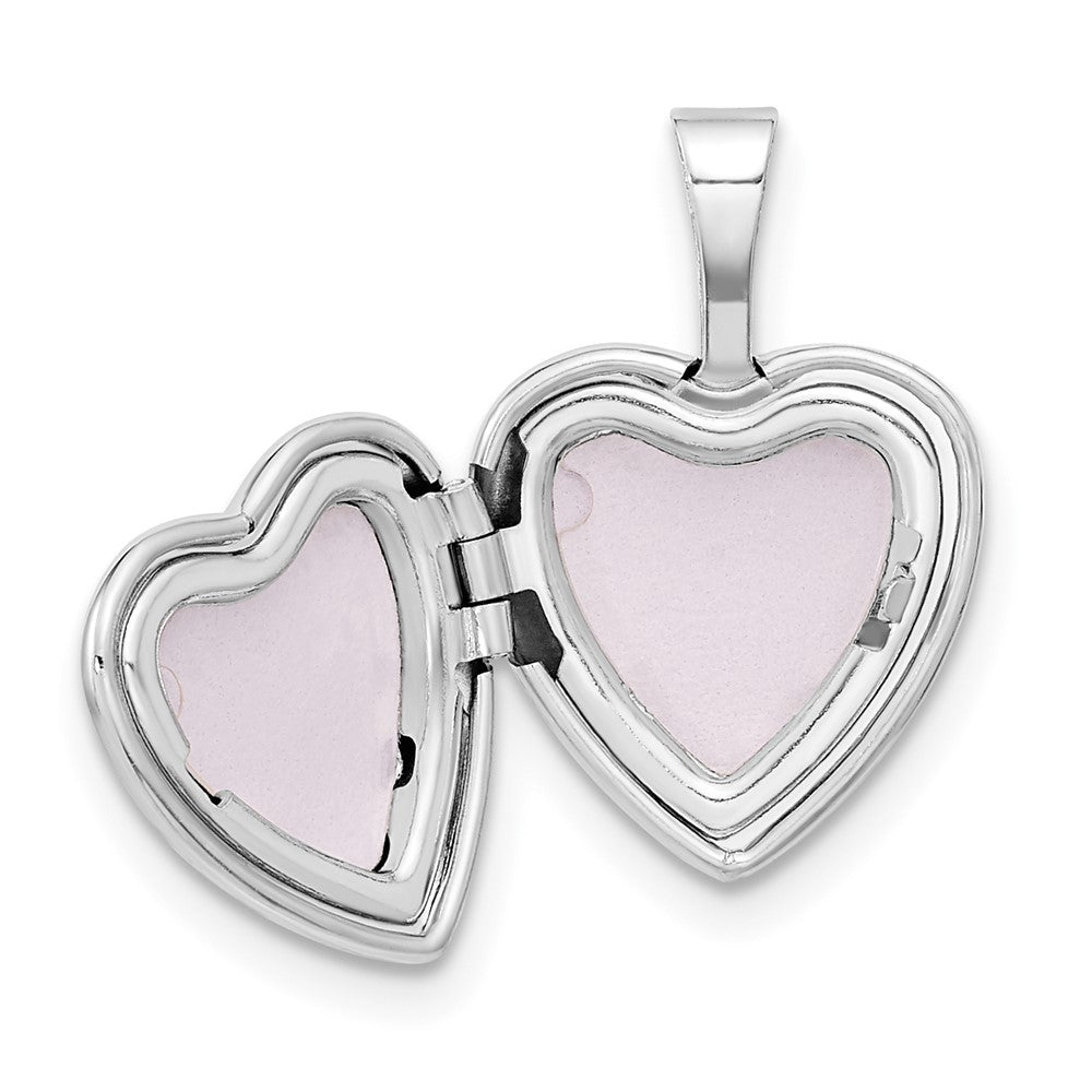 14k White Gold .01ct. Diamond Star 12mm Heart Locket