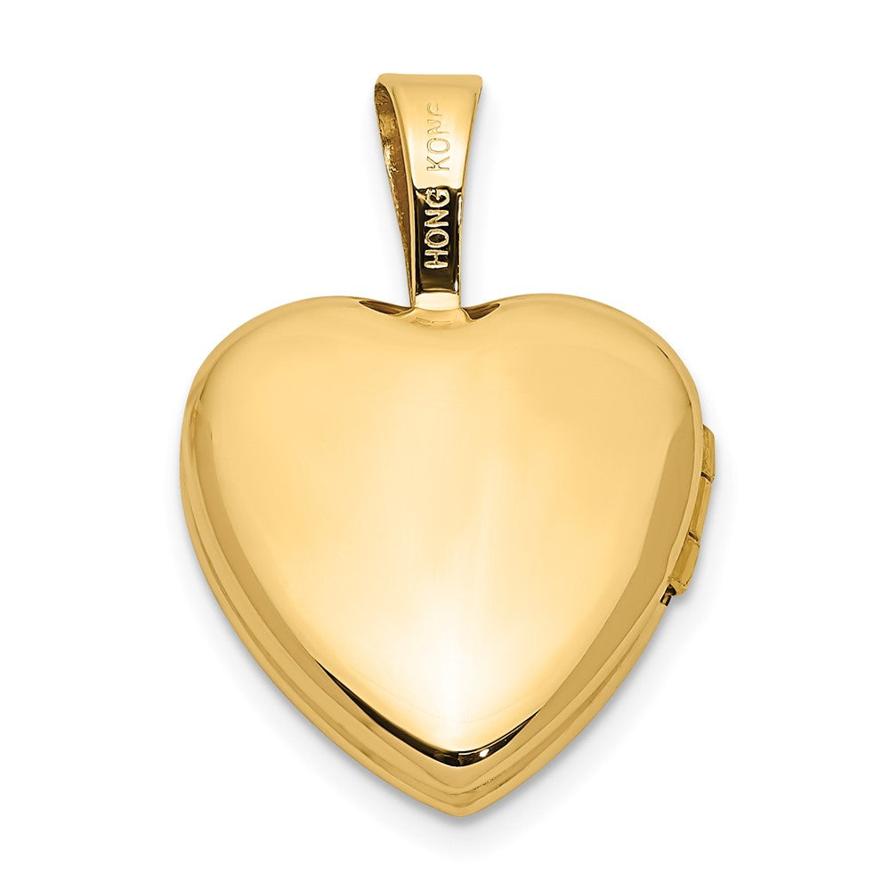 14k Polished Scrolled Border .01ct. Diamond Star 12mm Heart Locket