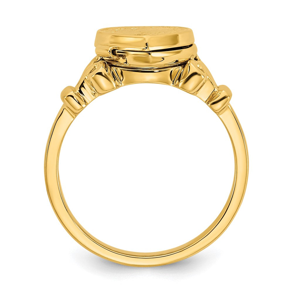 14k (8x8mm Photos) 10mm Heart Locket Size 7 Ring