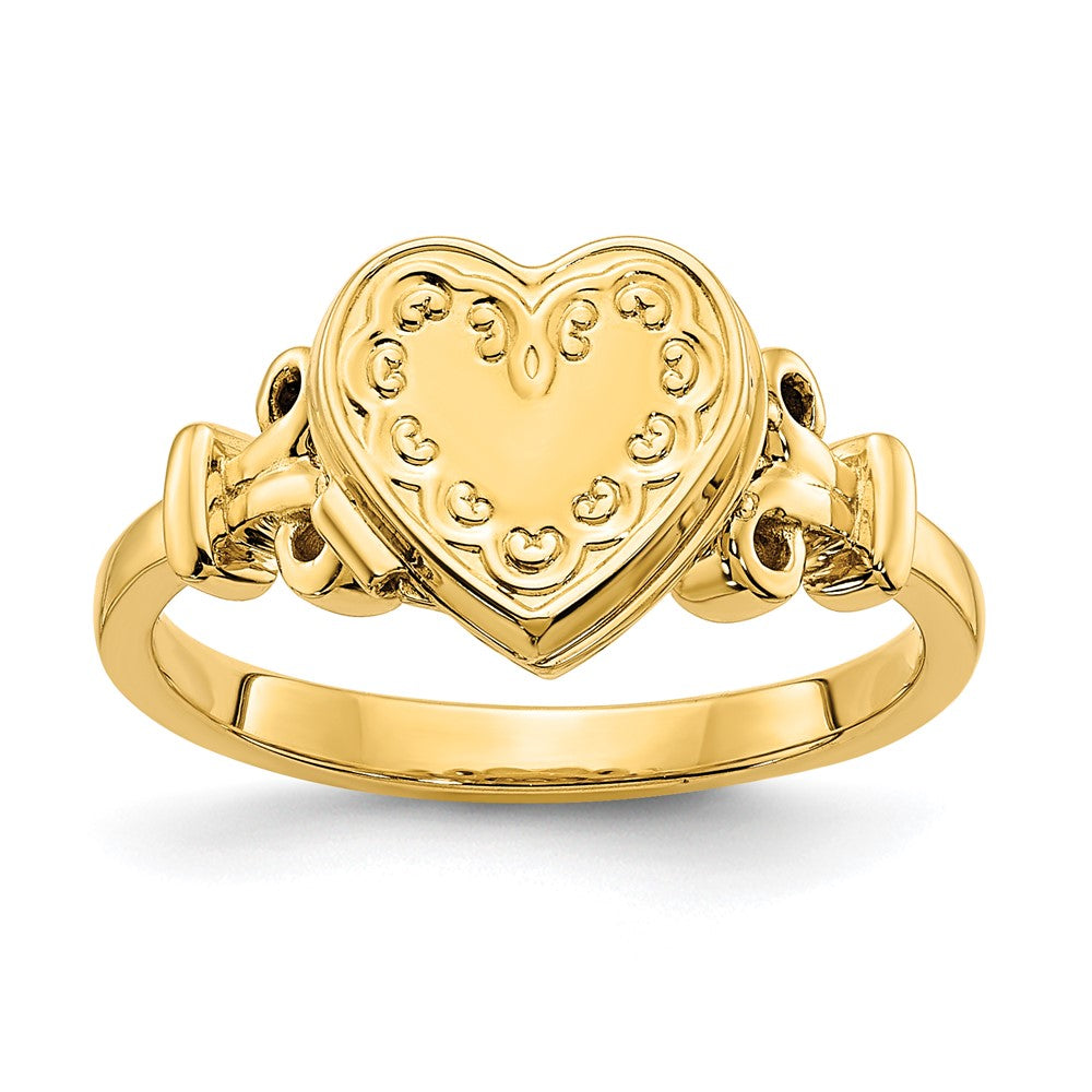 14k (8x8mm Photos) 10mm Heart Locket Size 7 Ring