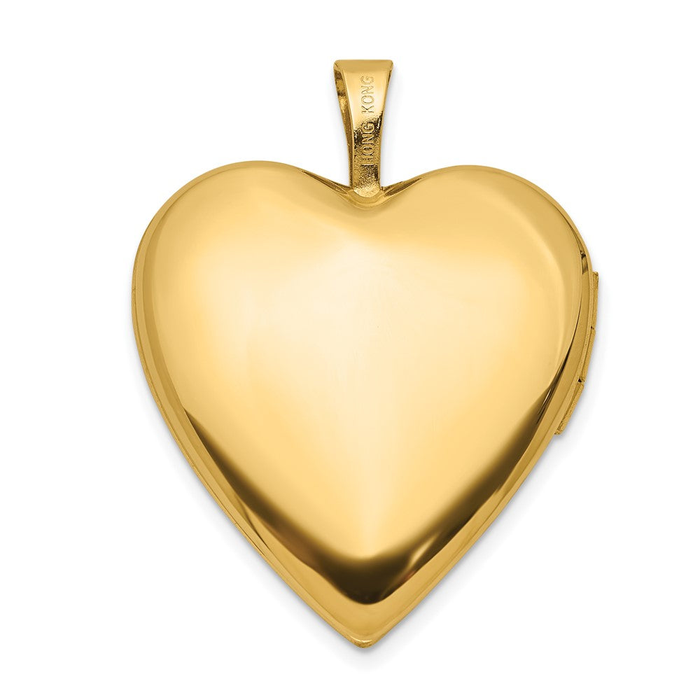 14K Satin and Polished Diamond Star 20mm Heart Locket