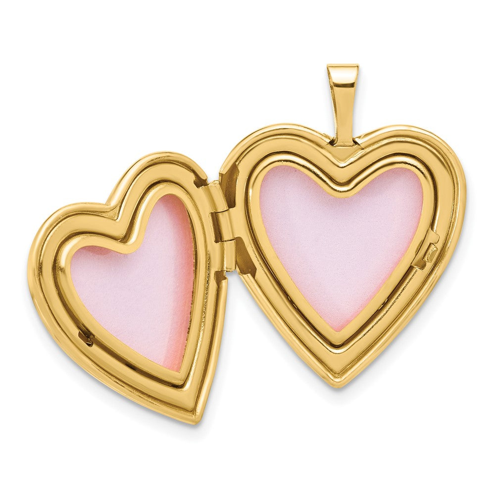 14K Satin and Polished Diamond Star 20mm Heart Locket