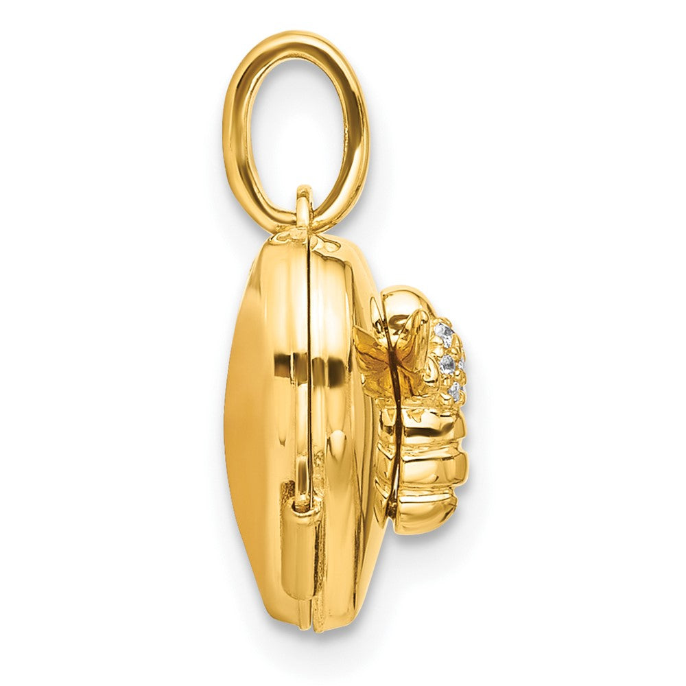14K Polished CZ Bee 12mm Heart Locket