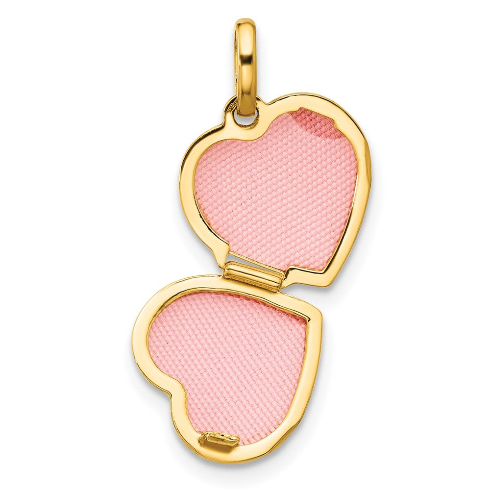 14K Polished CZ Bee 12mm Heart Locket