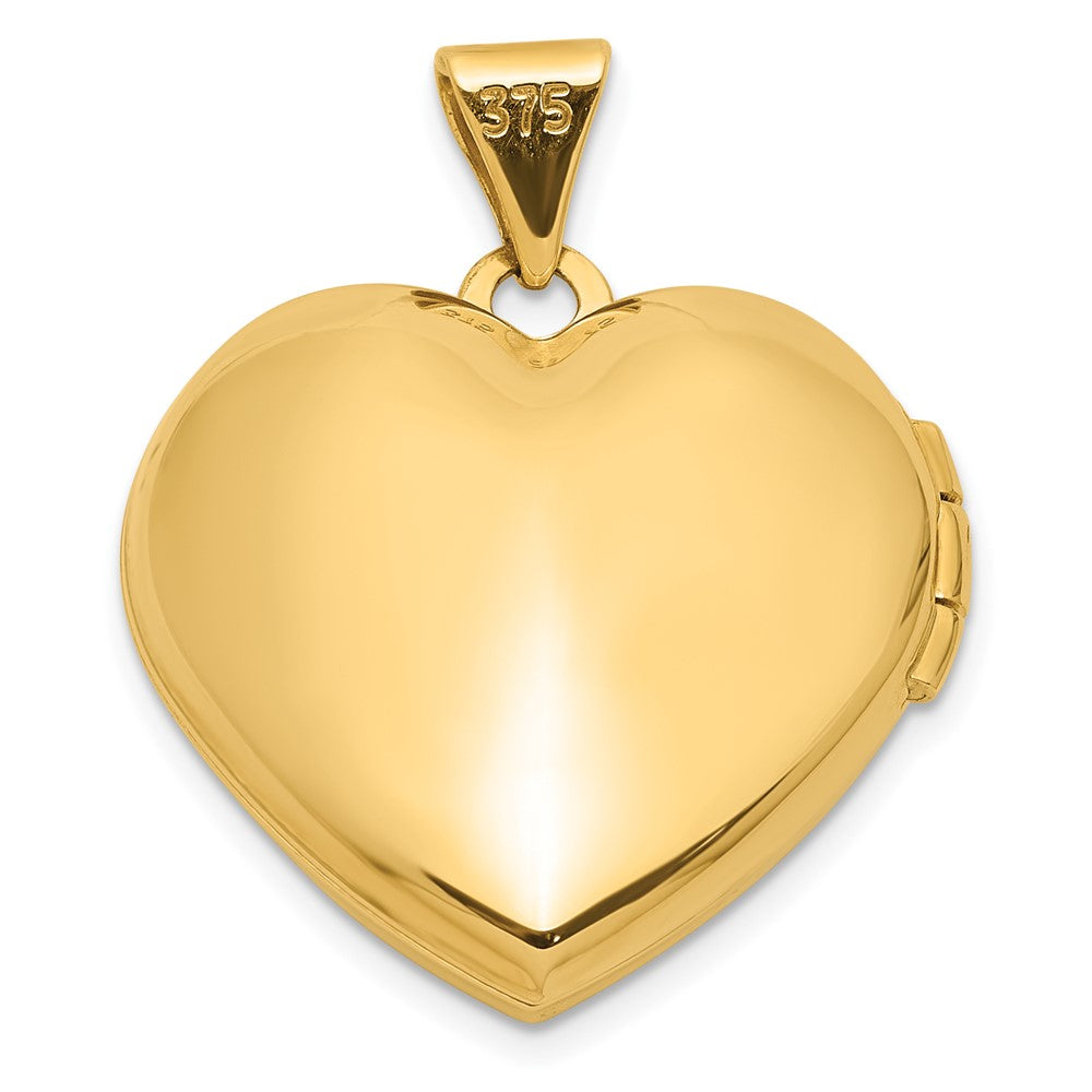 14K Polished White Agate MOM Script 18mm Heart Locket