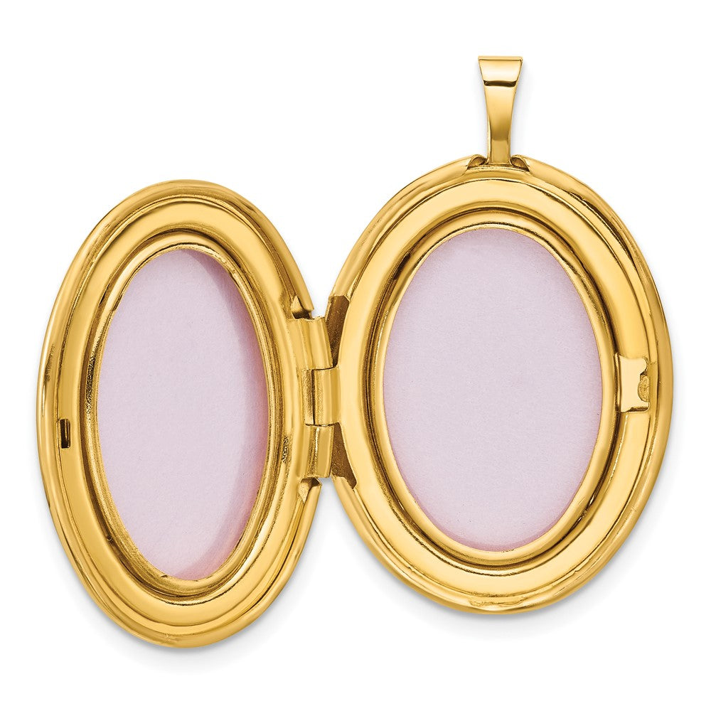 14k Polished Floral Scrolled 20mm Oval Locket