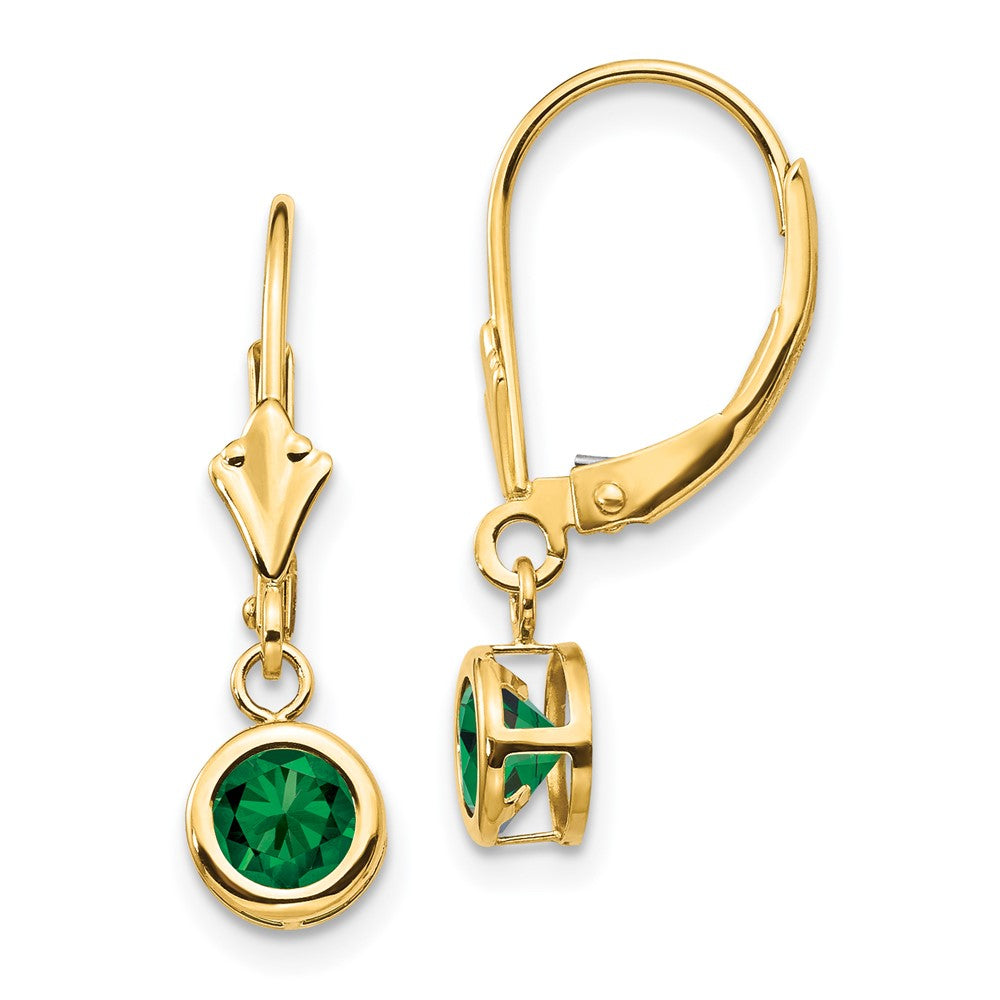 Polished;14k Yellow gold;Leverback;Round;Mount St. Helen's