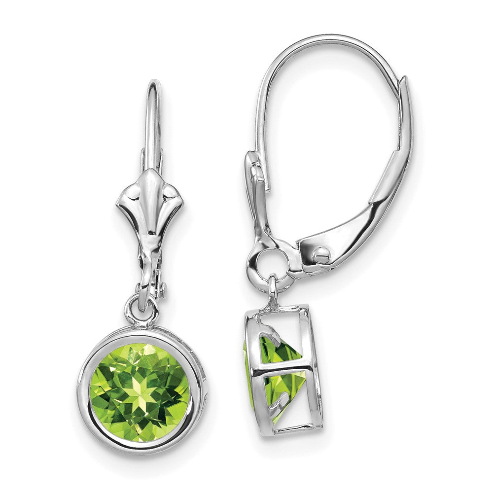 Polished;14K White gold;Leverback;Peridot