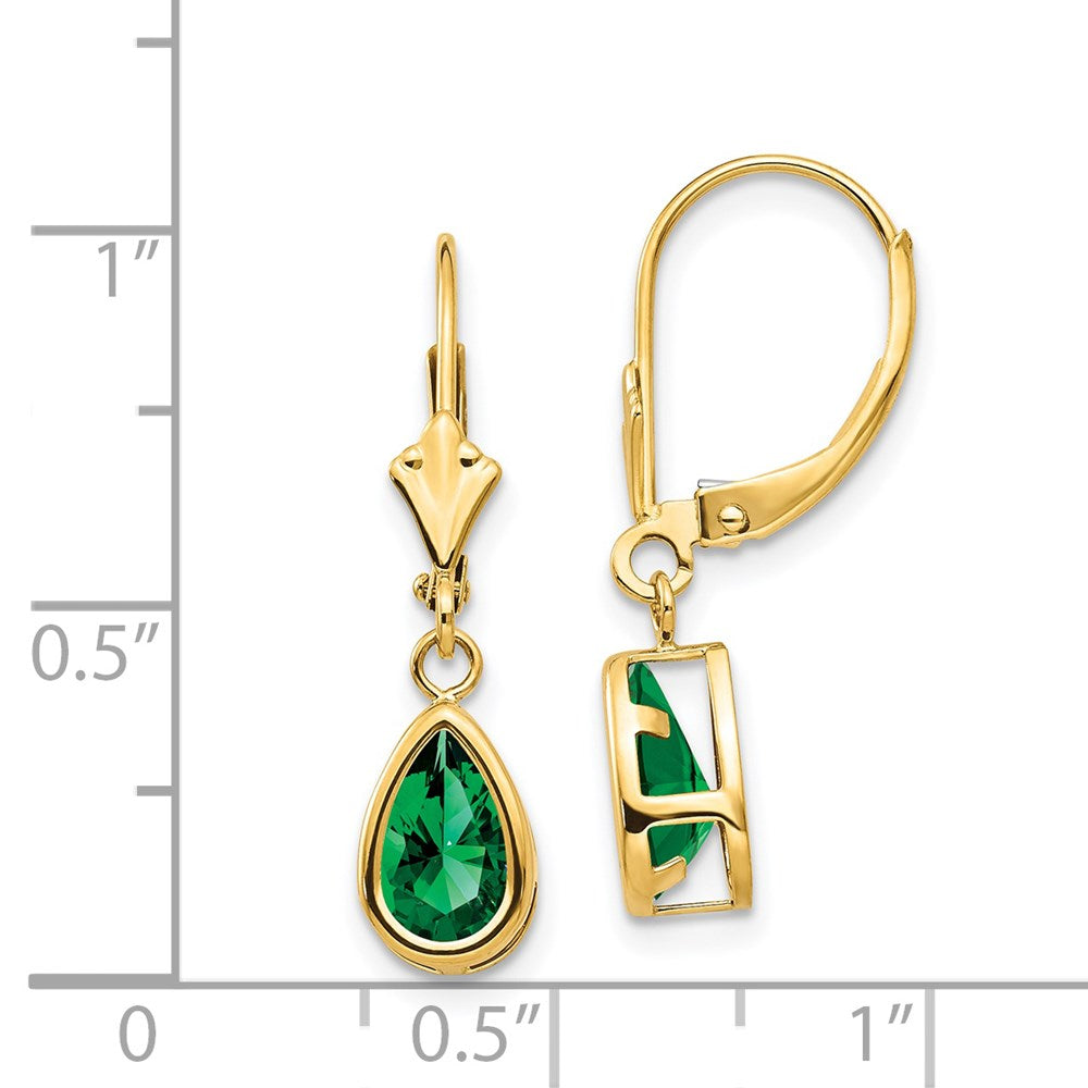 14k 8x5mm Pear Mount St. Helens Bezel Leverback Dangle Earrings