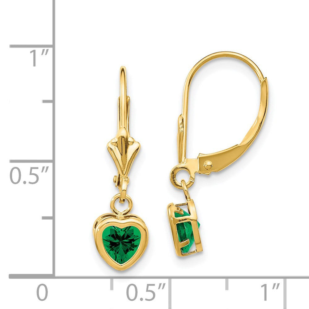 14k 5mm Heart Mount St. Helens Bezel Leverback Dangle Earrings