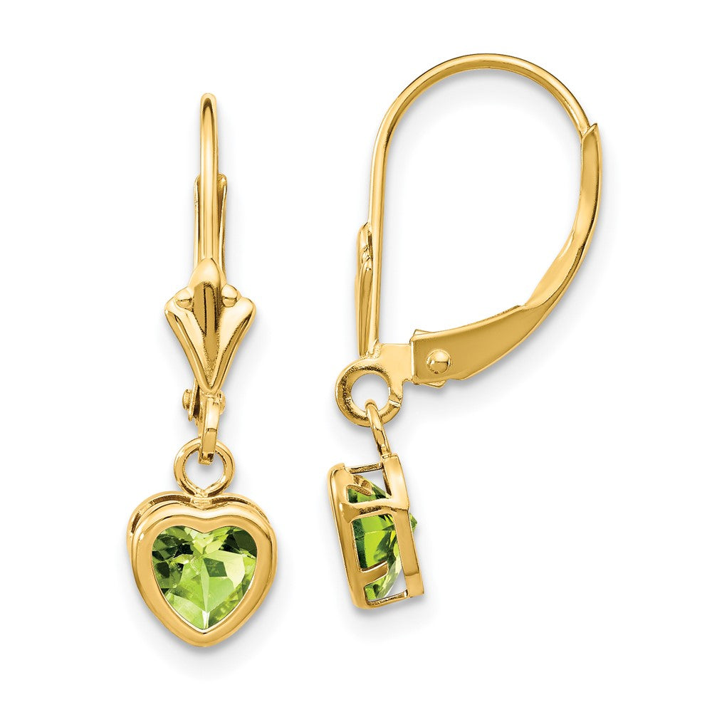 Polished;14k Yellow gold;Leverback;Peridot