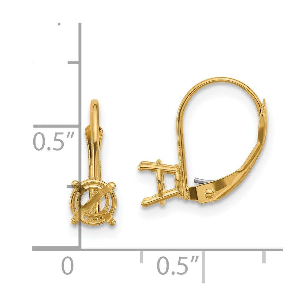 14k 5mm Round Leverback Earring Mountings
