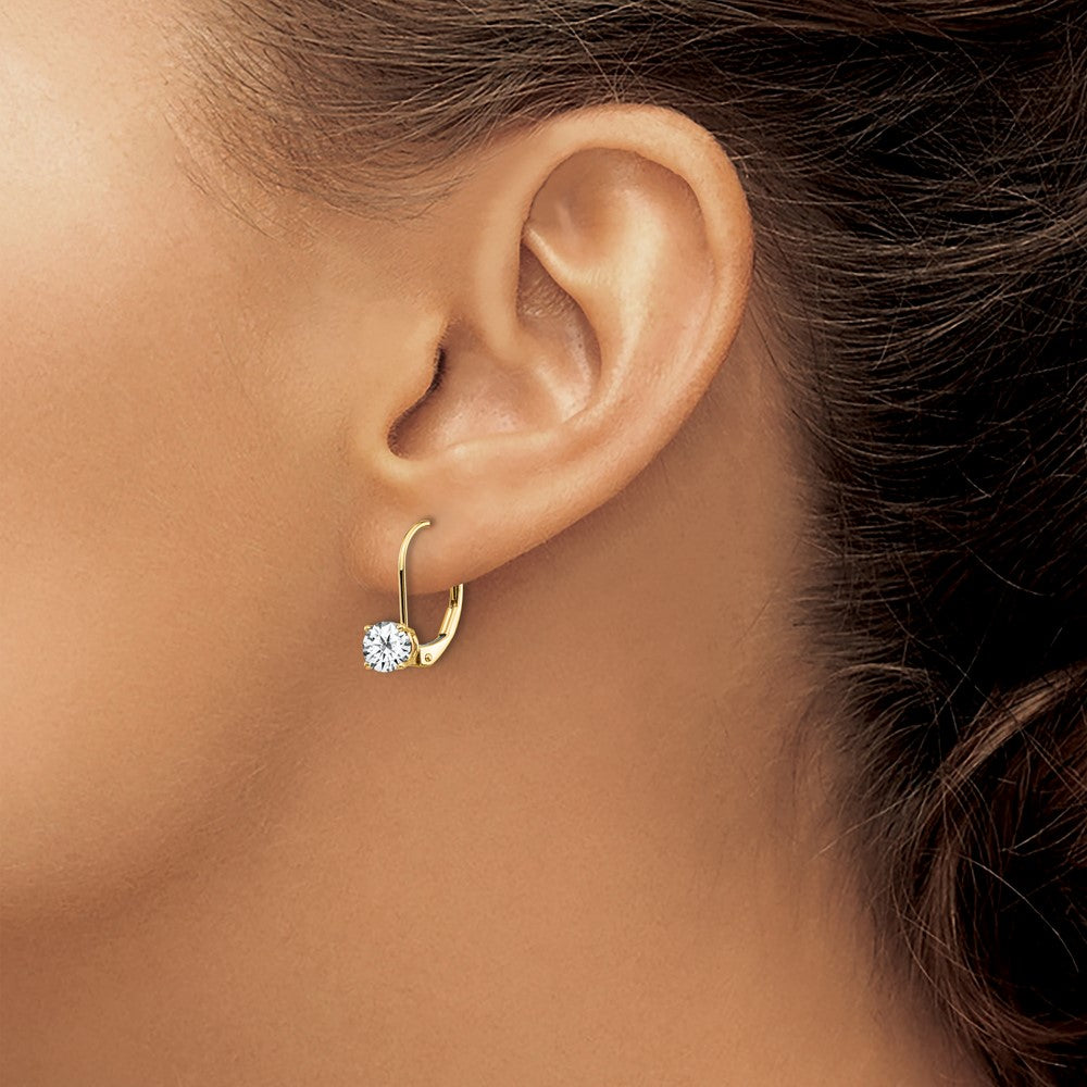 14k 5mm Round Cubic Zirconia Leverback Earrings