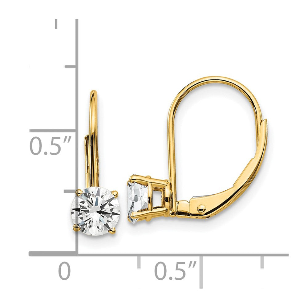 14k 5mm Round Cubic Zirconia Leverback Earrings