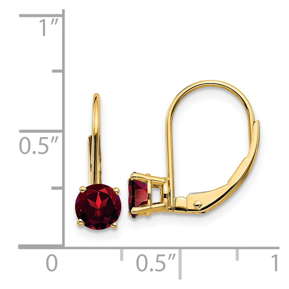 14k 5mm Round Garnet Leverback Earrings