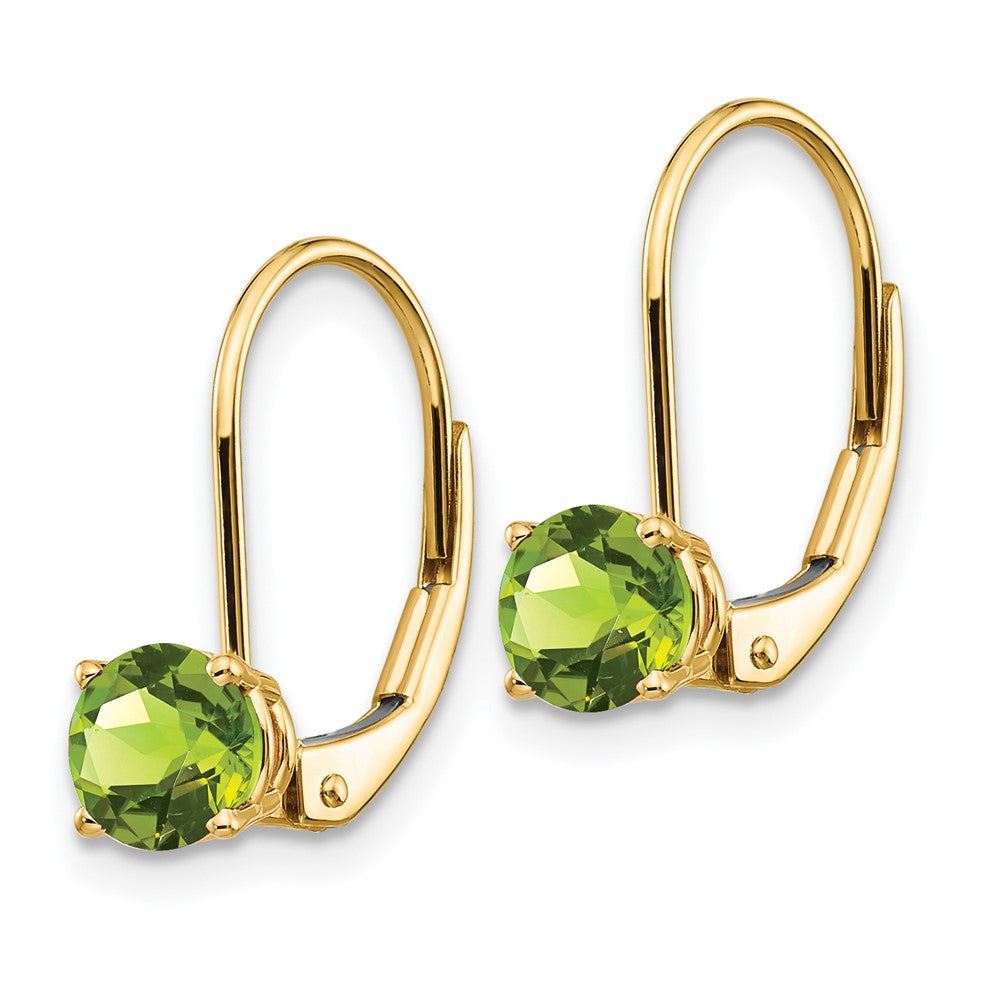 14k 5mm Round Peridot Leverback Earrings
