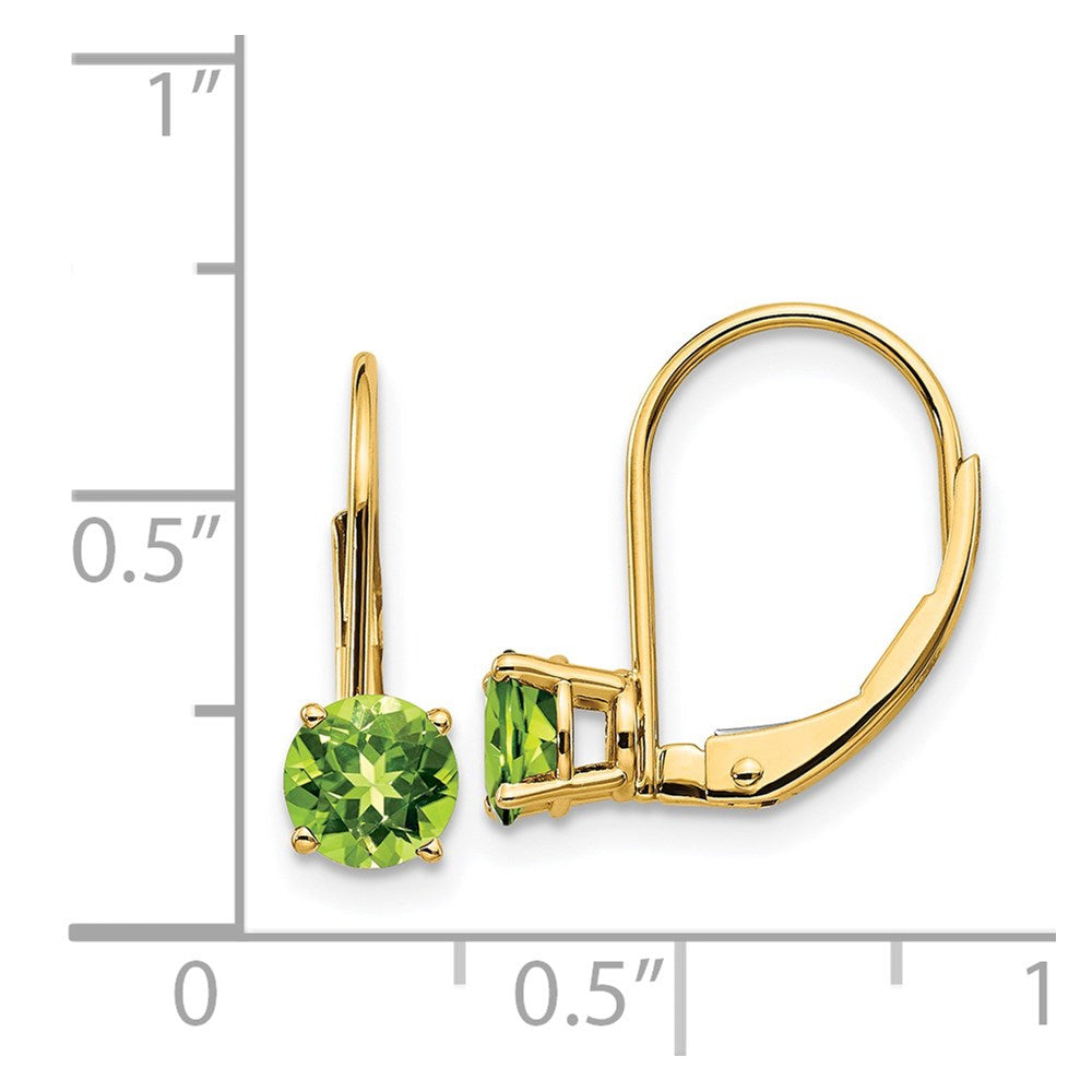 14k 5mm Round Peridot Leverback Earrings