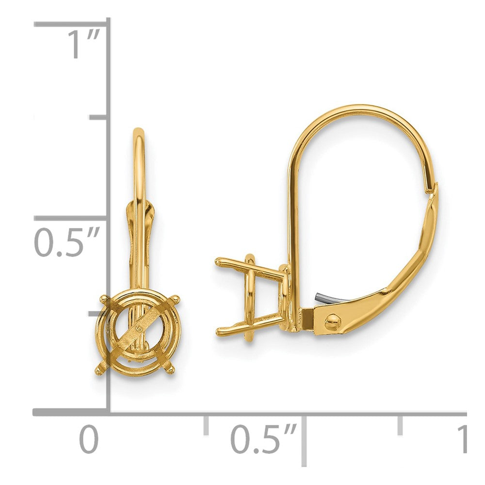 14k 6mm Round Leverback Earring Mountings