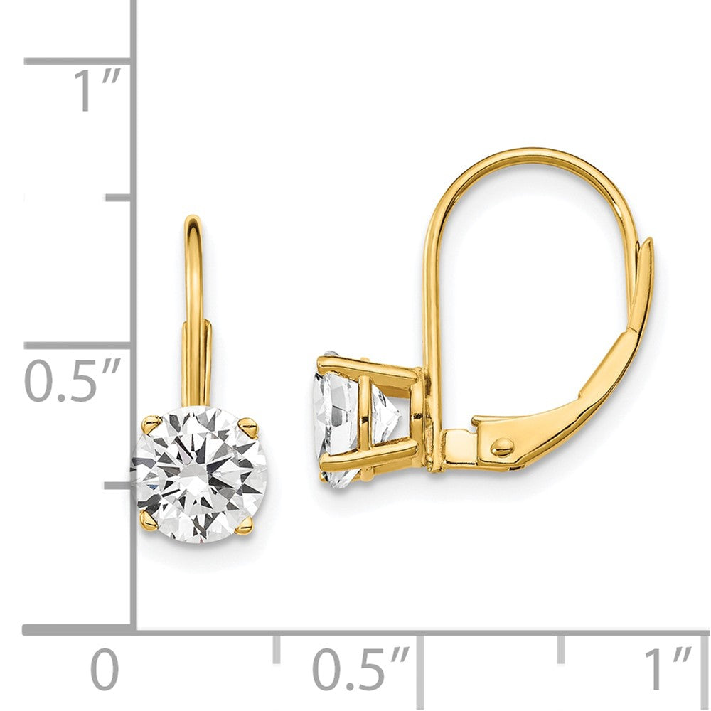 14k 6mm Round Cubic Zirconia Leverback Earrings