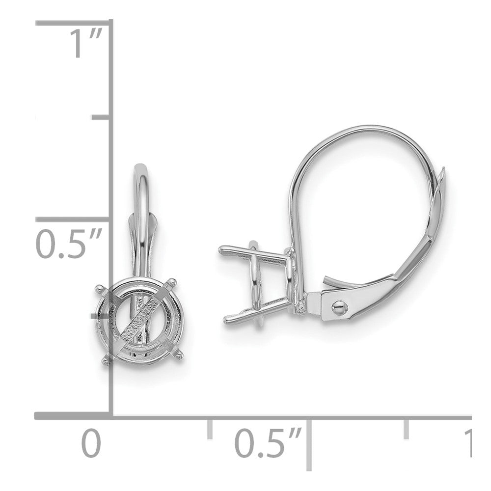 14k White Gold 6mm Round Leverback Earring Mountings
