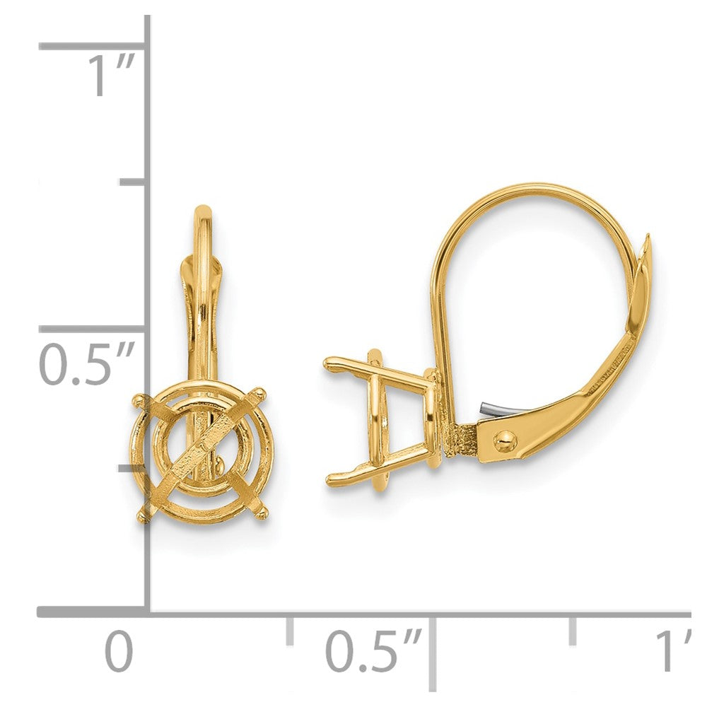 14k 7mm Round Leverback Earring Mountings