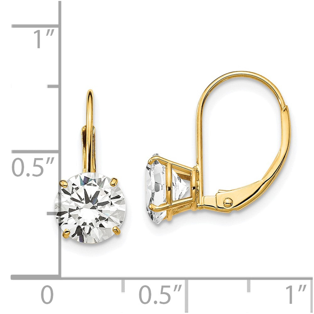 14k 7mm Round Cubic Zirconia Leverback Earrings