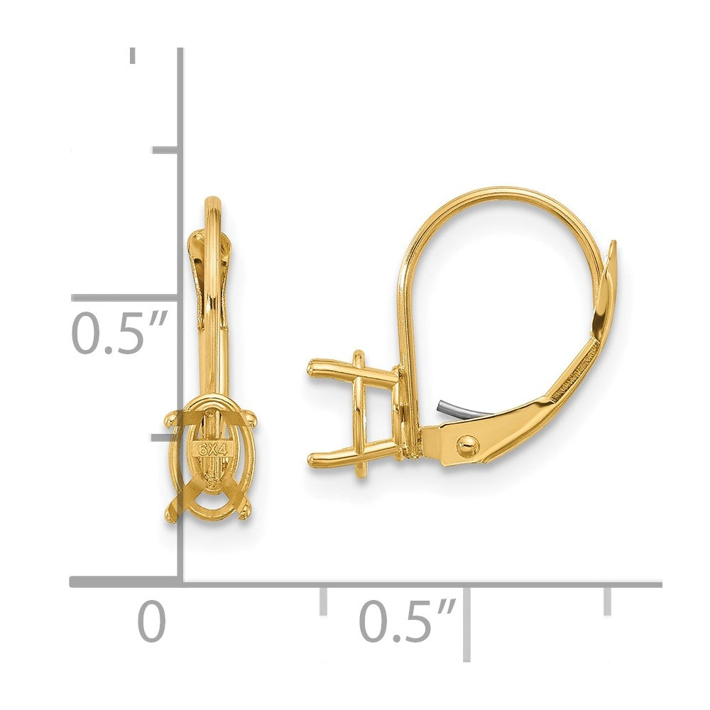 14k 6x4mm Oval Leverback Earring Mountings