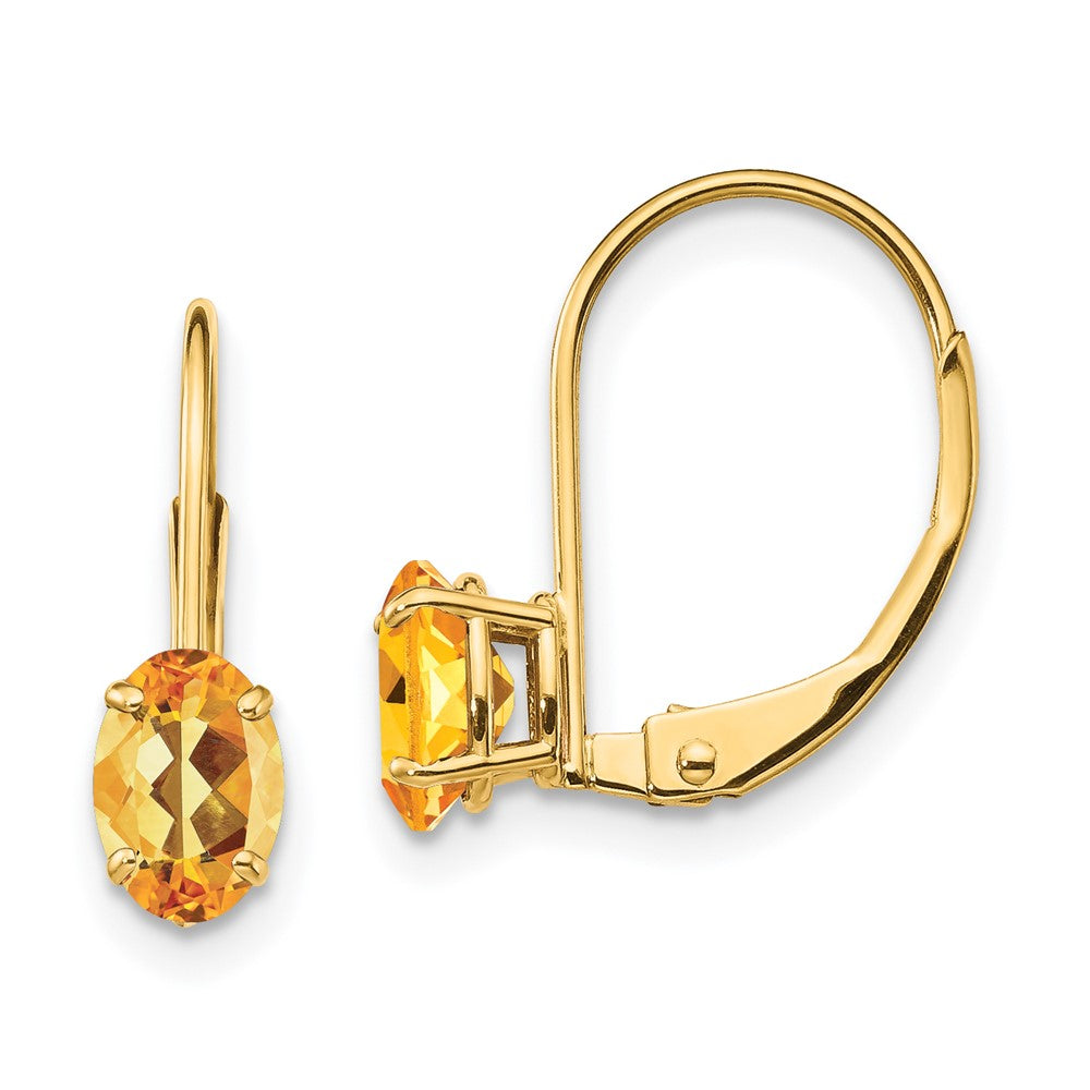 Polished;14k Yellow gold;Leverback;Citrine