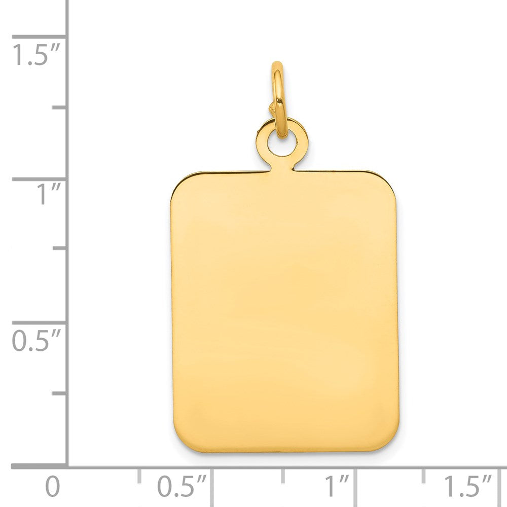 14k Plain Rectangular .035 Gauge Engravable 30x20mm Disc Charm