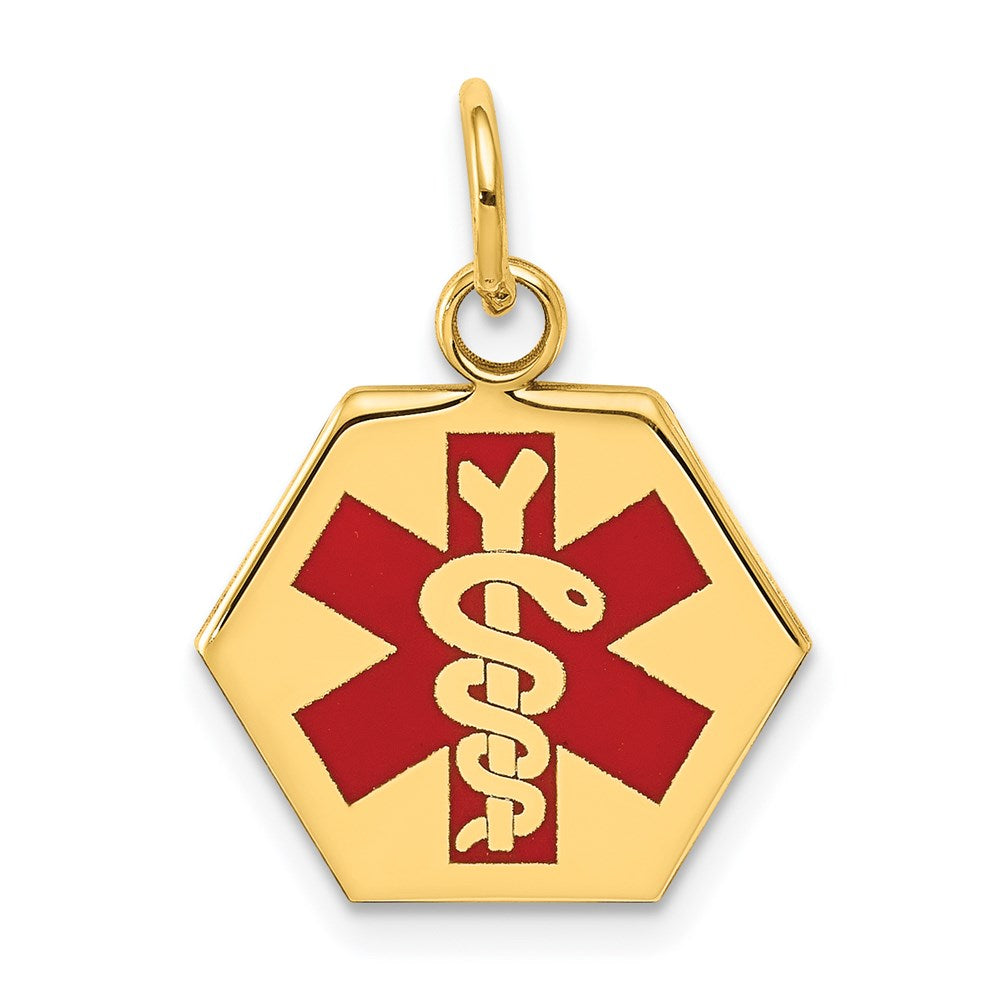 Solid;Casted;Polished;14k Yellow gold;Engravable;Enamel