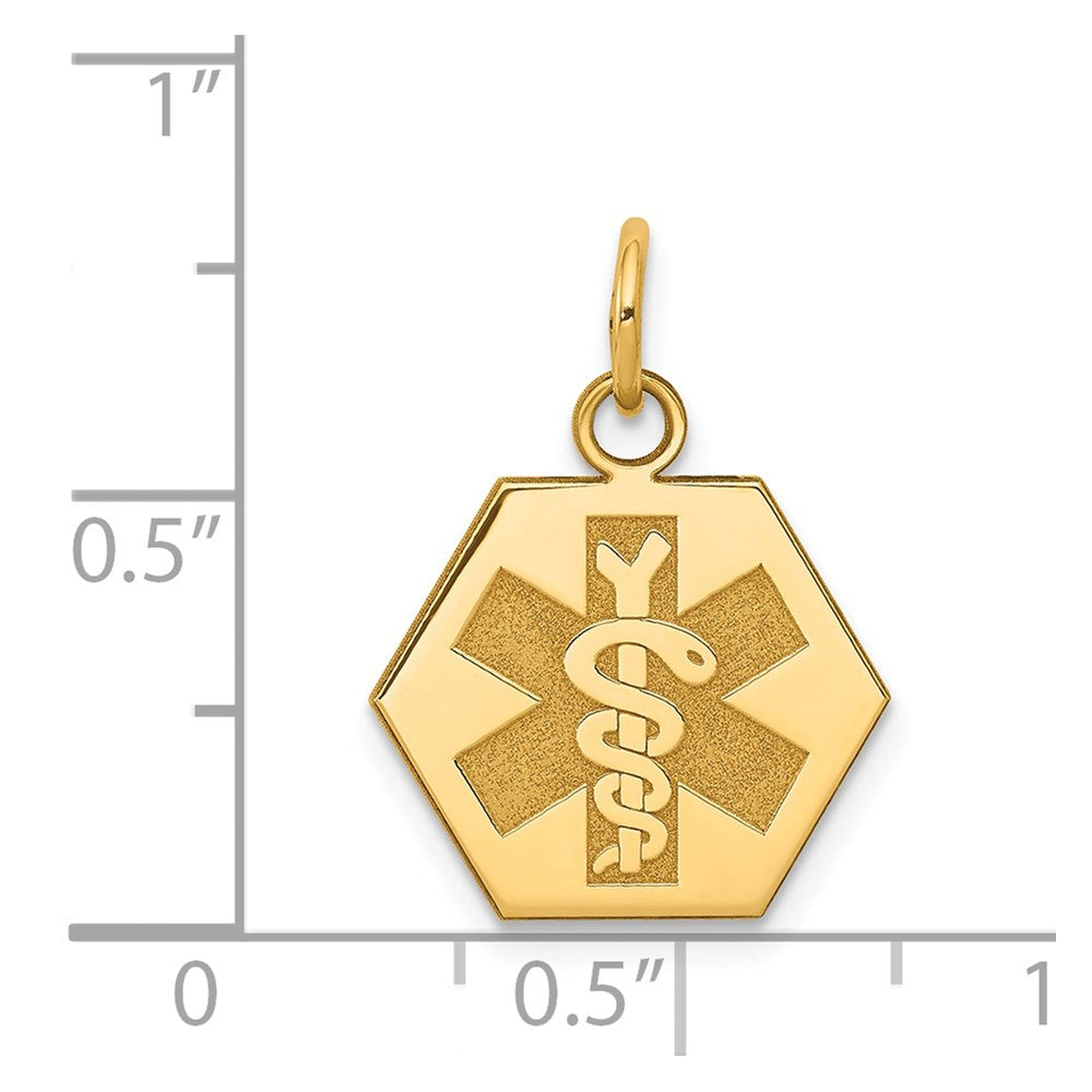 14k 15mm Hexagon Non-enameled Medical Jewelry Pendant