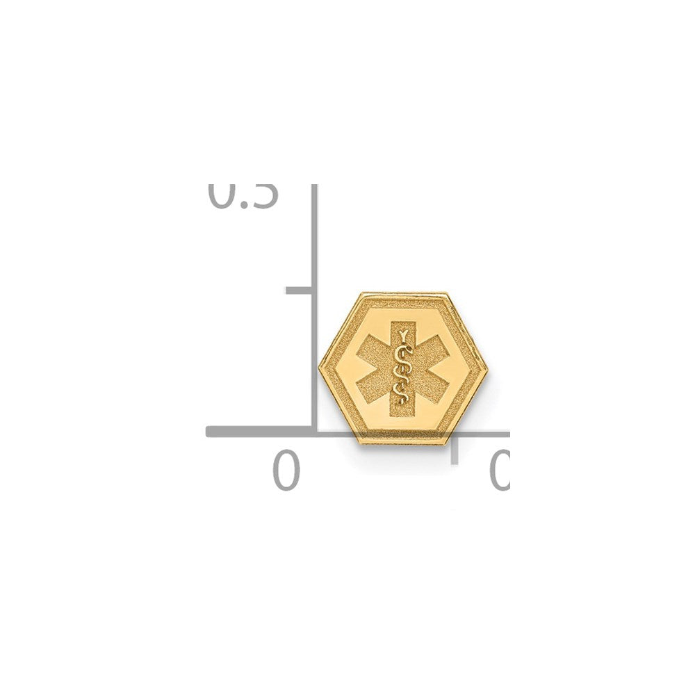 14k 6mm Hexagon Non-enameled Attachable Medical Jewelry Emblem