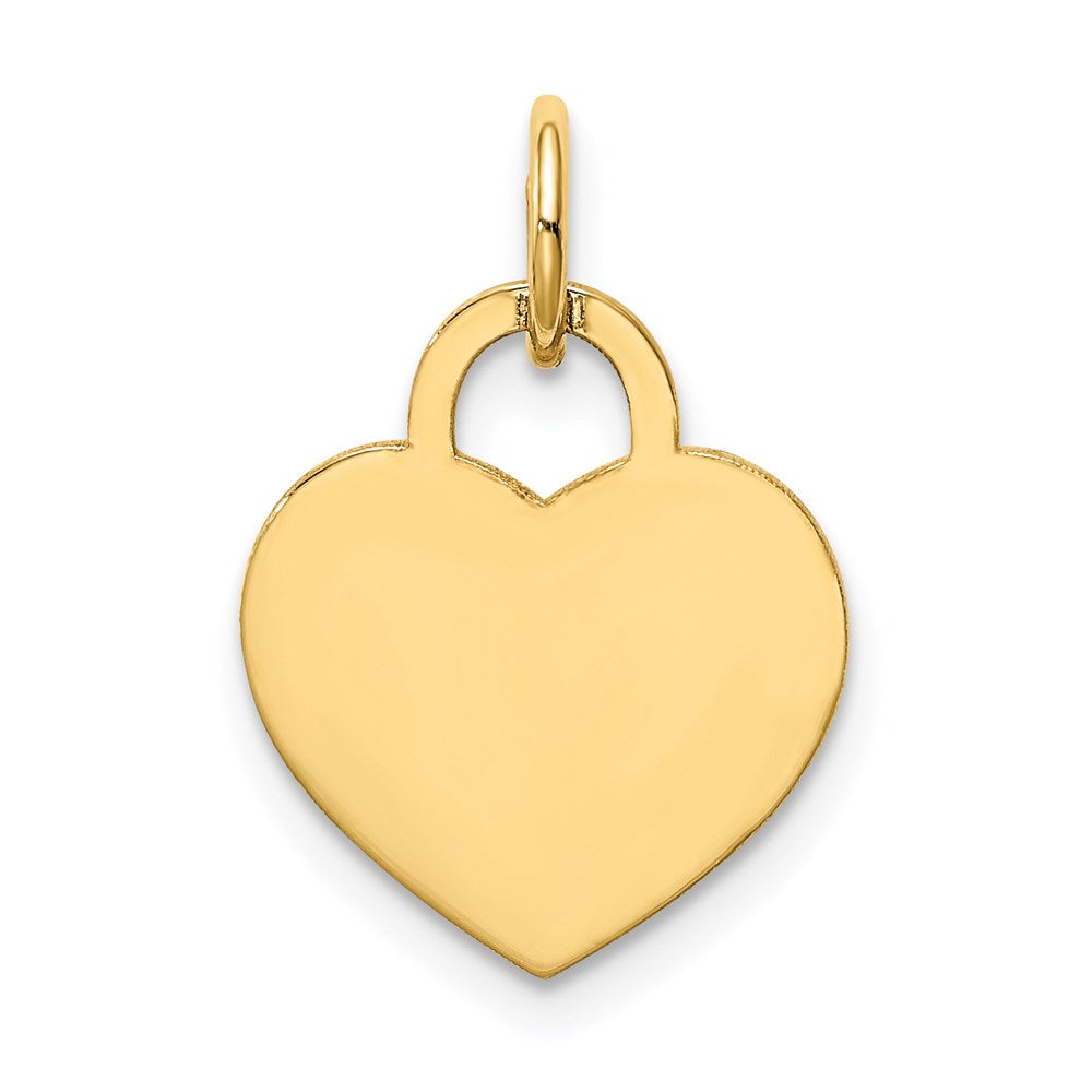 14k Plain .018 Gauge Engravable Heart 15x12mm Disc Charm