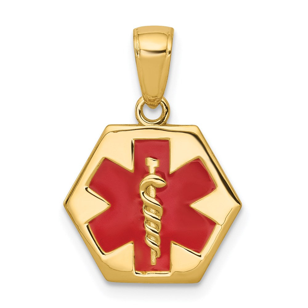 Polished;14k Yellow gold;Enamel;Not engraveable;Textured back