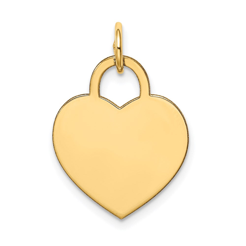 14k Plain .013 Gauge Engravable Heart 19x15mm Disc Charm