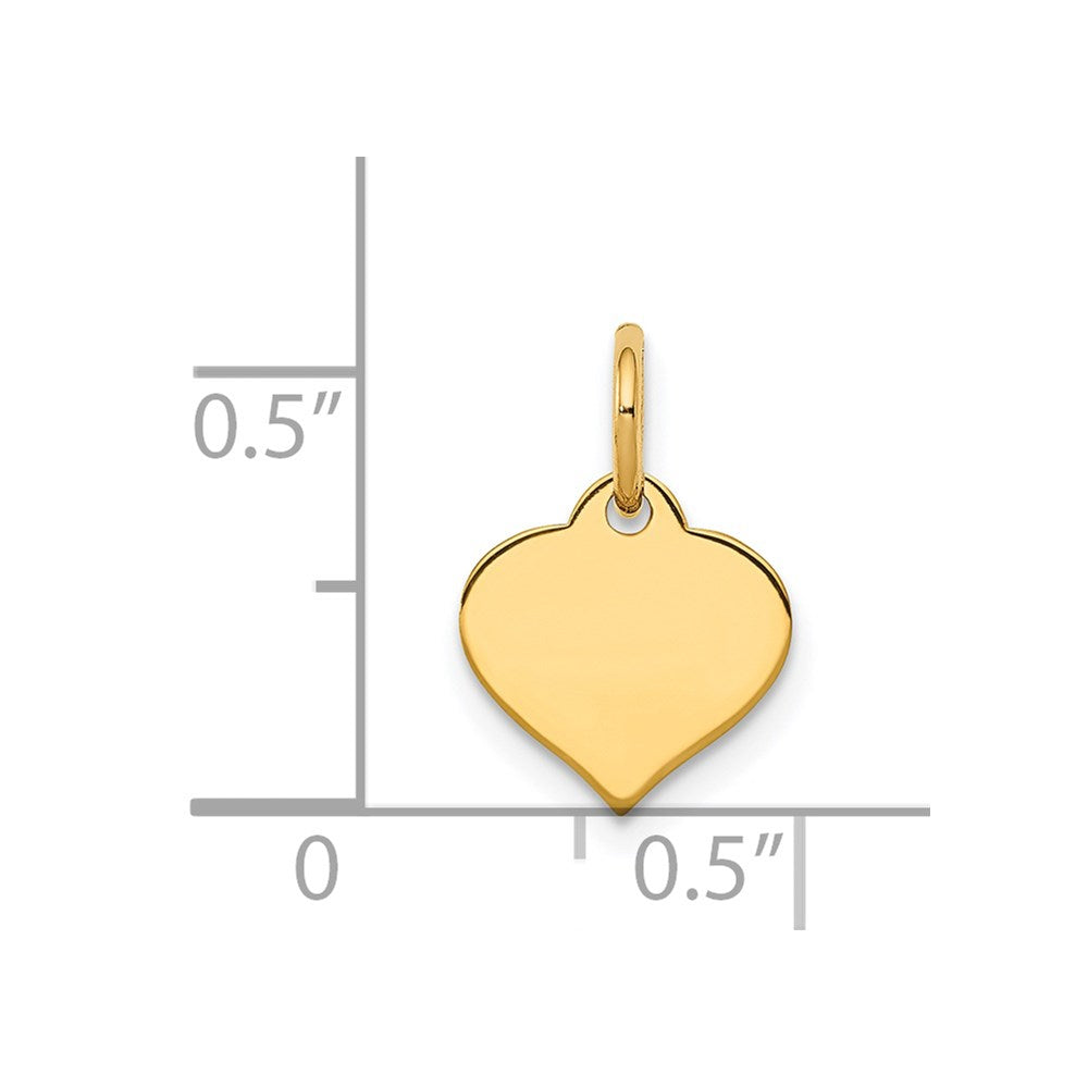 14k Plain .009 Gauge Engraveable Heart 10x10mm Disc Charm