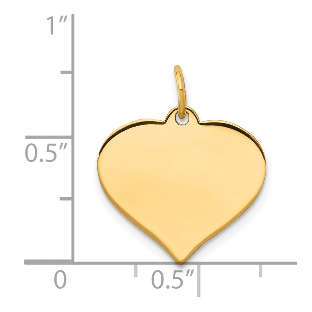 14k Plain .009 Gauge Engraveable Heart 16x17mm Disc Charm