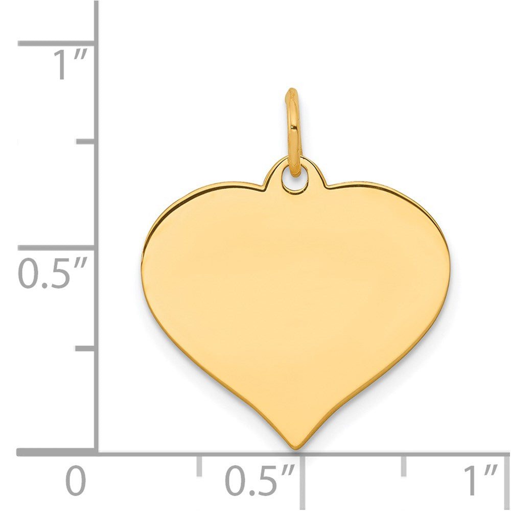 14k Plain .018 Gauge Engraveable Heart 19x18mm Disc Charm