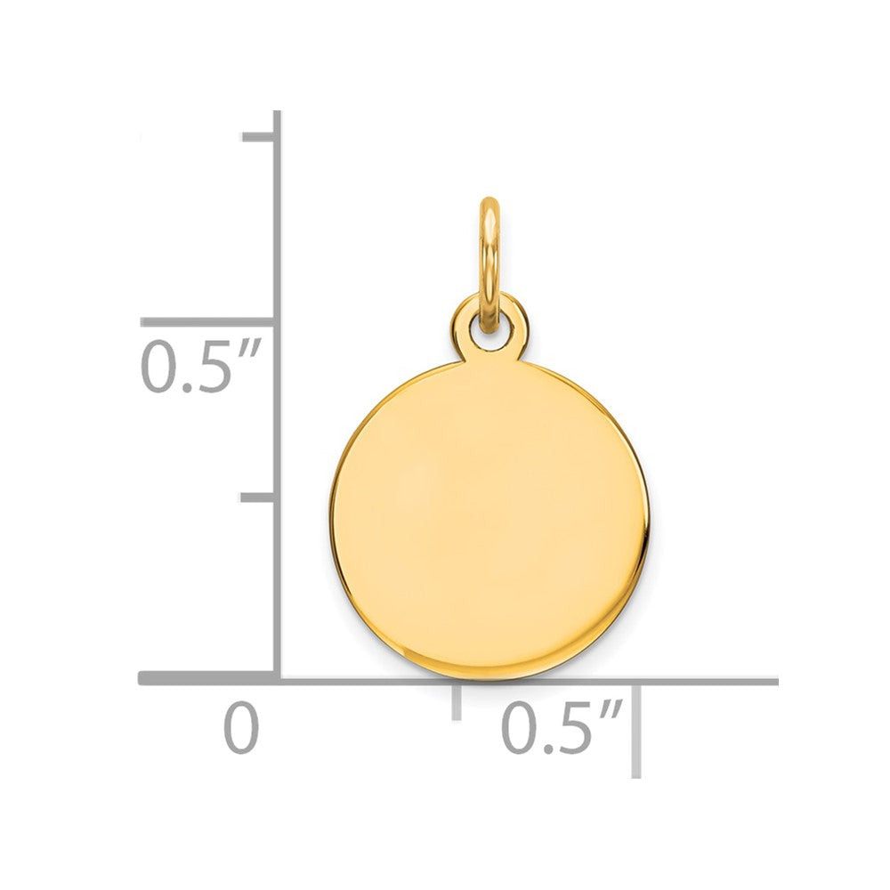14K Plain .013 Gauge Round Engravable 11mm Disc Charm