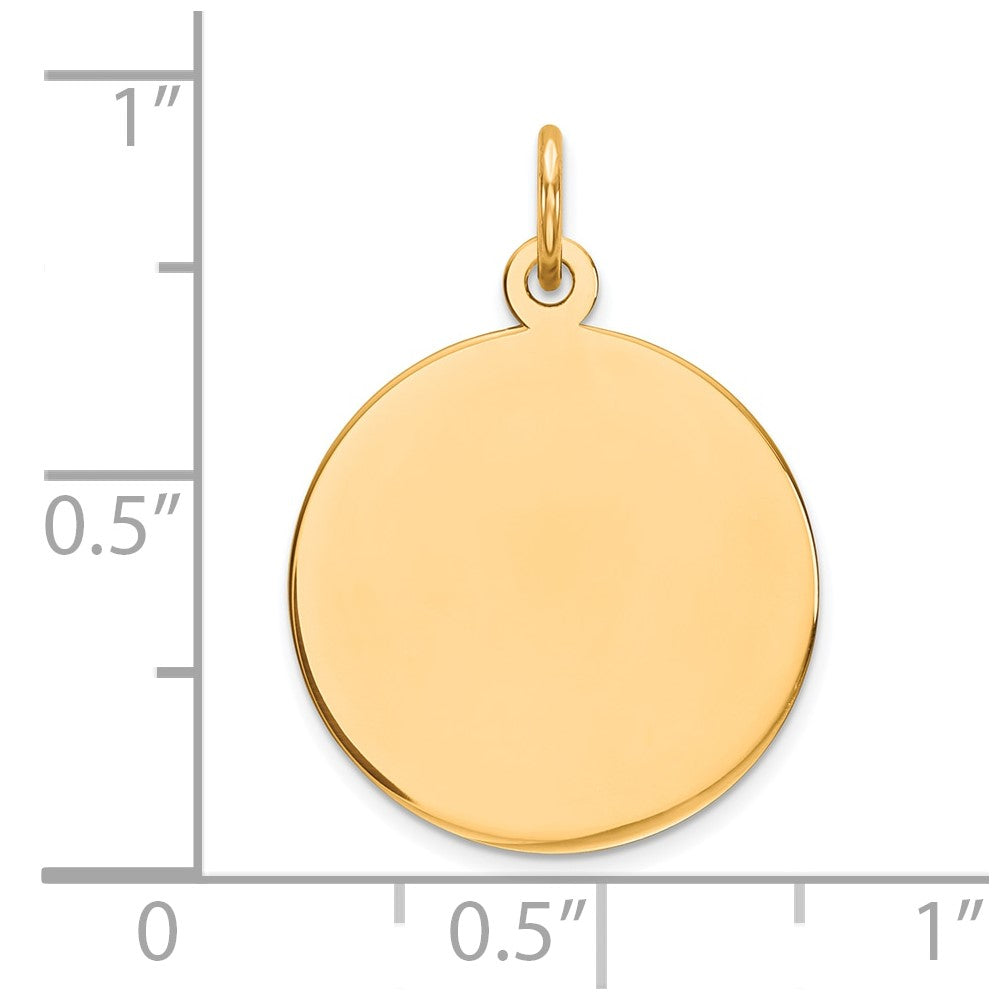 14k Plain .009 Gauge Round Engravable 17mm Disc Charm