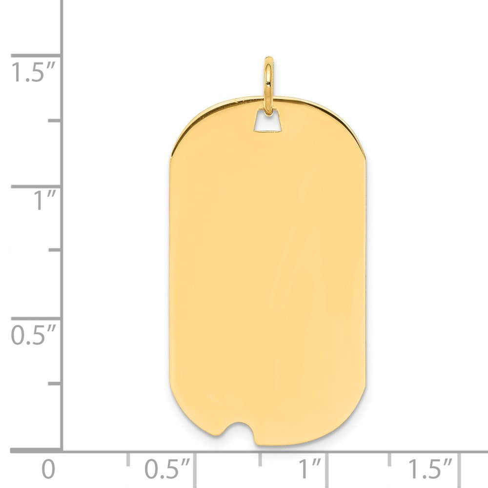 14k Plain .011 Gauge Engravable 34x19mm Dog Tag with Notch Disc Charm